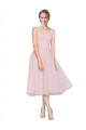 Magasins de Rose Trapèze Col V Tulle Courte Robes demoiselle d'honneur / Robes de cocktail