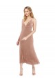 Magasins de Rose Trapèze Col V midi Velours Stretch Courte Robes demoiselle d'honneur / Robes de bal / Robes de cocktail