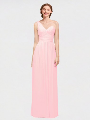 Magasins de Rose Trapèze Mousseline Longue Robes demoiselle d'honneur
