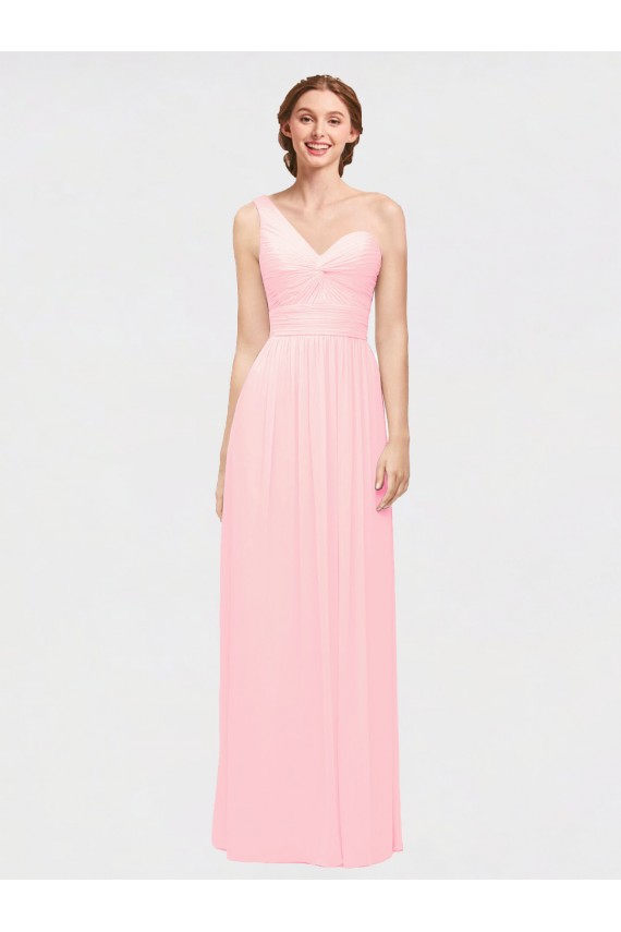 Magasins de Rose Trapèze Mousseline Longue Robes demoiselle d'honneur