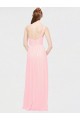 Magasins de Rose Trapèze Mousseline Longue Robes demoiselle d'honneur