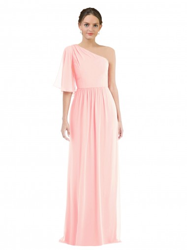 Magasins de Rose Trapèze Mousseline Longue Robes demoiselle d'honneur