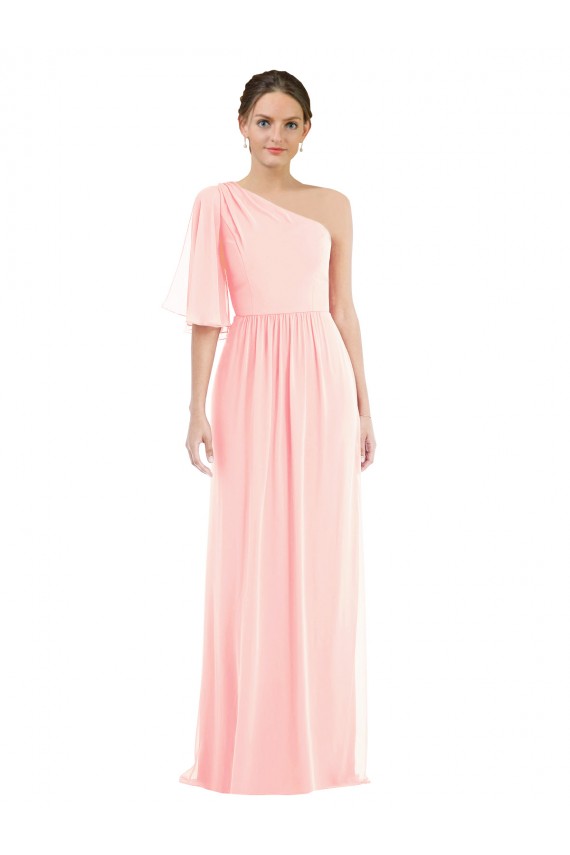 Magasins de Rose Trapèze Mousseline Longue Robes demoiselle d'honneur