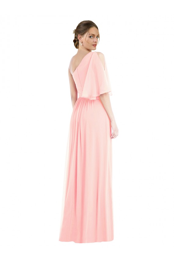 Magasins de Rose Trapèze Mousseline Longue Robes demoiselle d'honneur