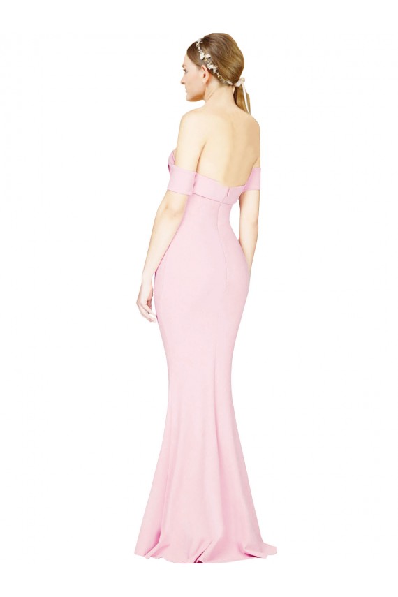 Magasins de Rose Trapèze Sans bretelle Crêpe Stretch Longue Formelles Robes demoiselle d'honneur / Robes de soirée / Robes de bal