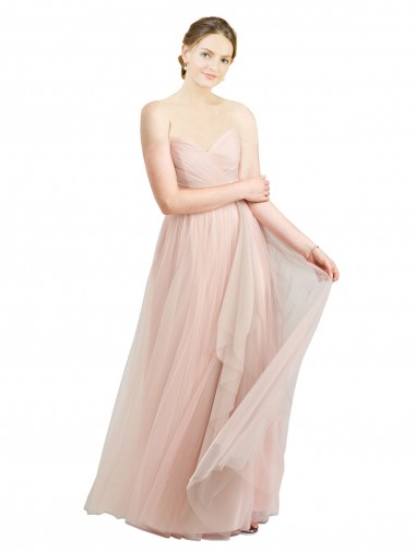 Magasins de Rose Trapèze Tulle Longue Robes demoiselle d'honneur
