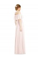 Magasins de Rose Trapèze Épaule Dénudée Col Carré Mousseline Longue Robes demoiselle d'honneur