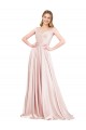 Magasins de Rose Trapèze Épaule Dénudée Satiné Longue Formelles Robes demoiselle d'honneur / Robes de soirée / Robes de bal