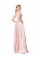 Magasins de Rose Trapèze Épaule Dénudée Satiné Longue Formelles Robes demoiselle d'honneur / Robes de soirée / Robes de bal