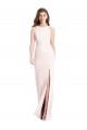 Magasins de Rose Trompette Bateau Crêpe Stretch Longue Robes demoiselle d'honneur / Robes de bal