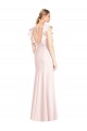 Magasins de Rose Trompette Bateau Crêpe Stretch Longue Robes demoiselle d'honneur / Robes de bal