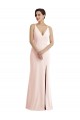 Magasins de Rose Trompette Col V Crêpe Stretch Longue Formelles Robes demoiselle d'honneur / Robes de soirée / Robes de bal