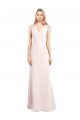 Magasins de Rose Trompette Col V Crêpe Stretch Longue Robes demoiselle d'honneur / Robes de bal