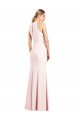 Magasins de Rose Trompette Col V Crêpe Stretch Longue Robes demoiselle d'honneur / Robes de bal