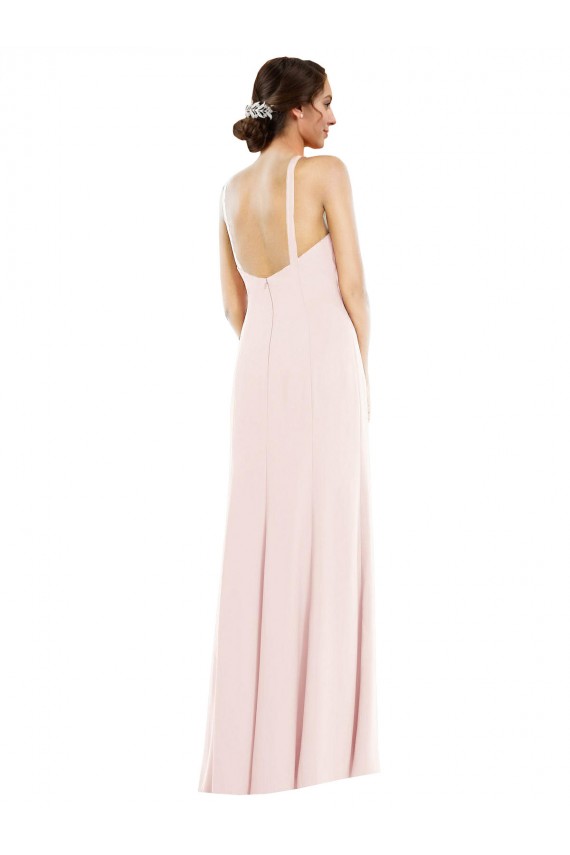Magasins de Rose Trompette Licou Crêpe Stretch Longue Formelles Robes demoiselle d'honneur / Robes de soirée / Robes de bal