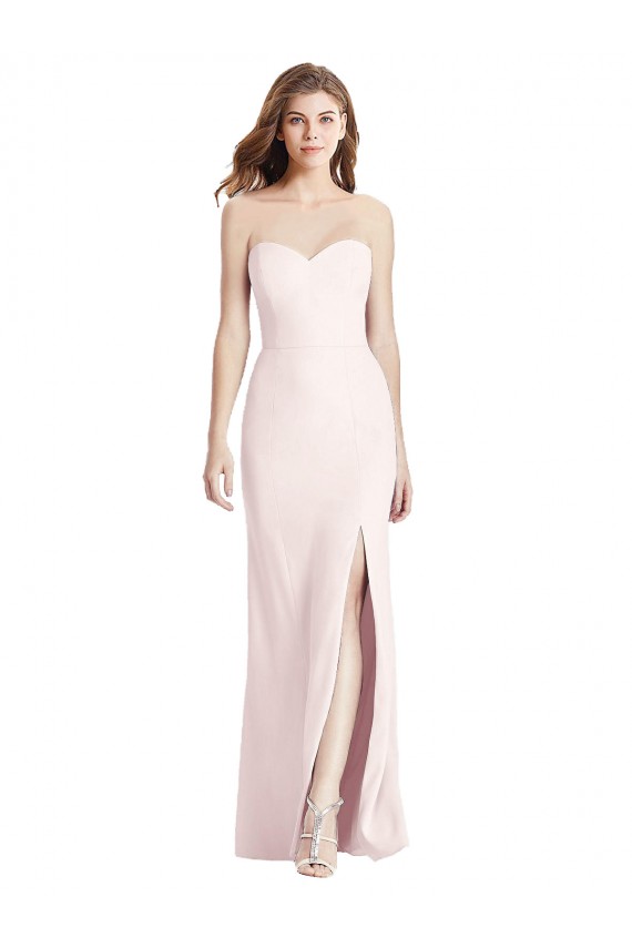 Magasins de Rose Trompette Sans bretelle Crêpe Stretch Longue Robes demoiselle d'honneur / Robes de bal