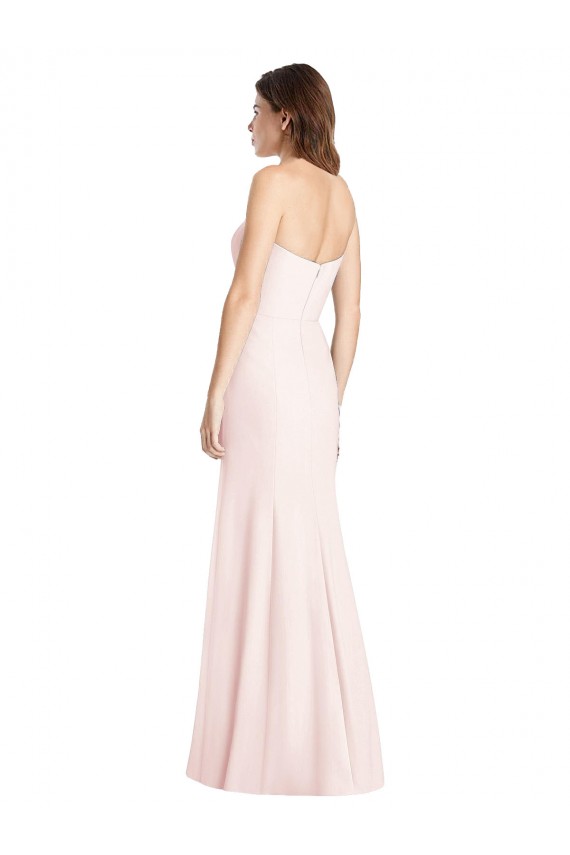 Magasins de Rose Trompette Sans bretelle Crêpe Stretch Longue Robes demoiselle d'honneur / Robes de bal
