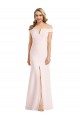 Magasins de Rose Trompette Épaule Dénudée Col V Crêpe Stretch Longue Formelles Robes demoiselle d'honneur / Robes de soirée / Robes de bal
