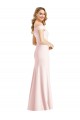 Magasins de Rose Trompette Épaule Dénudée Col V Crêpe Stretch Longue Formelles Robes demoiselle d'honneur / Robes de soirée / Robes de bal