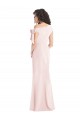 Magasins de Rose Trompette Épaule Dénudée Crêpe Stretch Longue Formelles Robes demoiselle d'honneur / Robes de soirée / Robes de bal