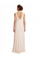 Magasins de Rose crème Trapèze Bateau Col Haut Mousseline Longue Robes demoiselle d'honneur
