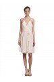 Magasins de Rose crème Trapèze Licou Col V Mousseline Courte Robes demoiselle d'honneur / Robes de cocktail