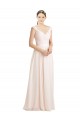 Magasins de Rose crème Trapèze Mousseline Dentelle Longue Robes demoiselle d'honneur