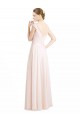 Magasins de Rose crème Trapèze Mousseline Dentelle Longue Robes demoiselle d'honneur