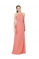 Magasins de Rose du Désert Fourreau Licou Mousseline Longue Robes demoiselle d'honneur