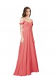 Magasins de Rose du Désert Trapèze Épaule Dénudée Mousseline Longue Robes demoiselle d'honneur