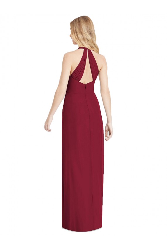 Magasins de Rose du Désert Trompette Licou Col V Mousseline Longue Formelles Robes demoiselle d'honneur / Robes de soirée