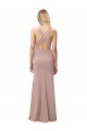 Magasins de Rose poussiéreux Fourreau Licou Col Haut Crêpe Stretch Longue Robes demoiselle d'honneur / Robes de bal