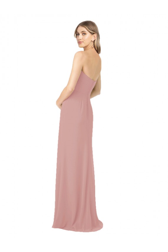 Magasins de Rose poussiéreux Fourreau Sans bretelle Mousseline Longue Robes demoiselle d'honneur