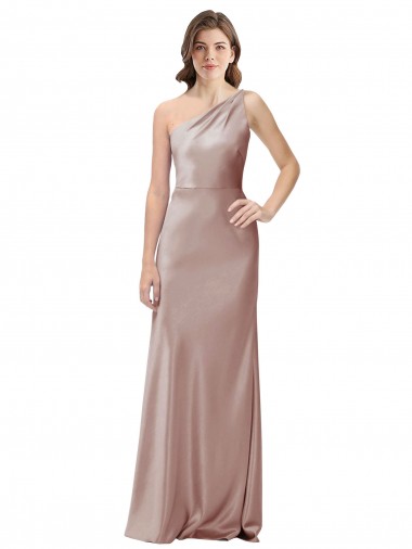 Magasins de Rose poussiéreux Fourreau Satiné Stretch Longue Formelles Robes demoiselle d'honneur / Robes de soirée / Robes de bal