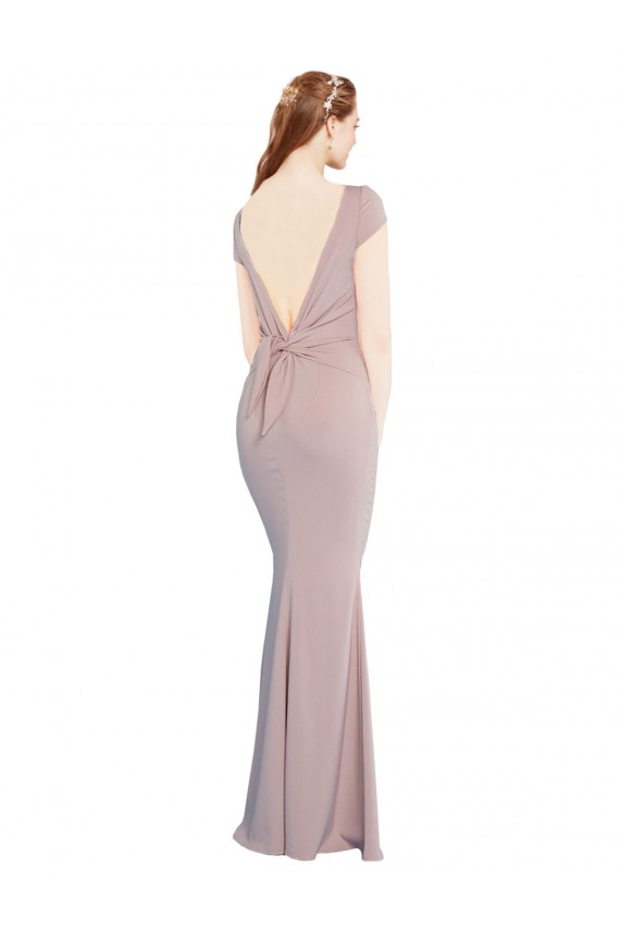 Magasins de Rose poussiéreux Sirène Col Bateau Crêpe Stretch Longue Formelles Robes demoiselle d'honneur / Robes de soirée / Robes de bal