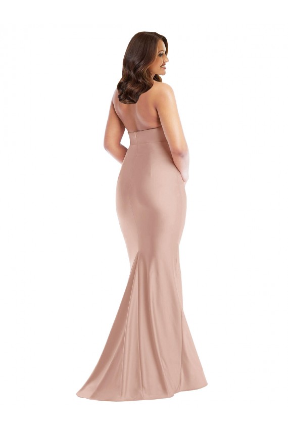 Magasins de Rose poussiéreux Sirène Licou Satiné Soyeux Longue Formelles Robes demoiselle d'honneur / Robes de soirée / Robes de bal