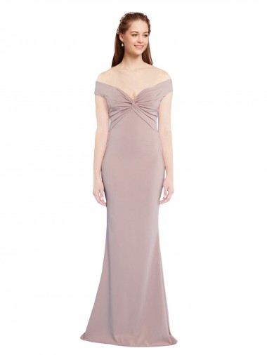 Magasins de Rose poussiéreux Sirène Épaule Dénudée Col V Crêpe Stretch Longue Formelles Robes demoiselle d'honneur / Robes de soirée / Robes de bal