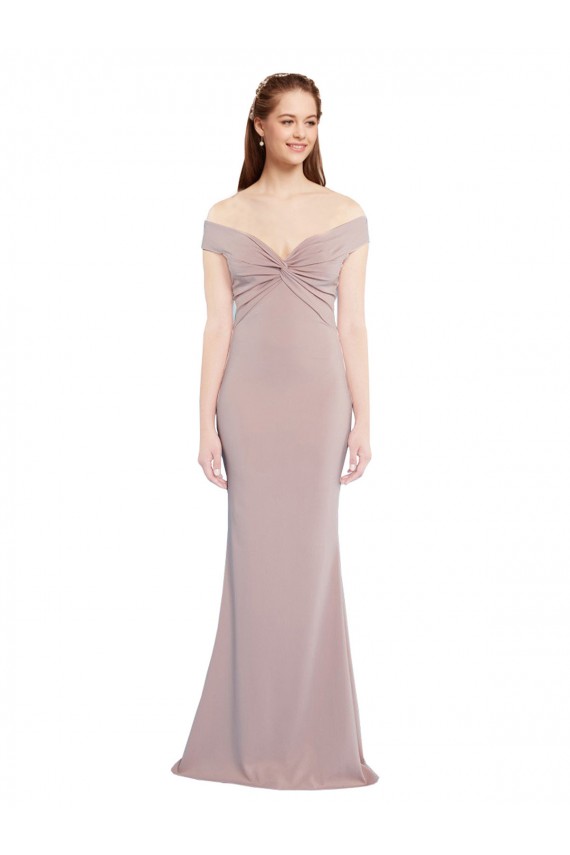 Magasins de Rose poussiéreux Sirène Épaule Dénudée Col V Crêpe Stretch Longue Formelles Robes demoiselle d'honneur / Robes de soirée / Robes de bal