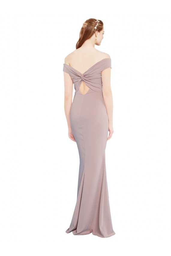 Magasins de Rose poussiéreux Sirène Épaule Dénudée Col V Crêpe Stretch Longue Formelles Robes demoiselle d'honneur / Robes de soirée / Robes de bal