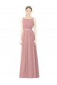 Magasins de Rose poussiéreux Trapèze Col Haut Mousseline Longue Robes demoiselle d'honneur