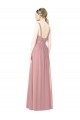 Magasins de Rose poussiéreux Trapèze Col Haut Mousseline Longue Robes demoiselle d'honneur