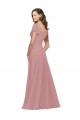 Magasins de Rose poussiéreux Trapèze Col V Mousseline Longue Robes demoiselle d'honneur