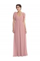 Magasins de Rose poussiéreux Trapèze Licou Mousseline Longue Robes demoiselle d'honneur
