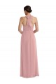 Magasins de Rose poussiéreux Trapèze Licou Mousseline Longue Robes demoiselle d'honneur