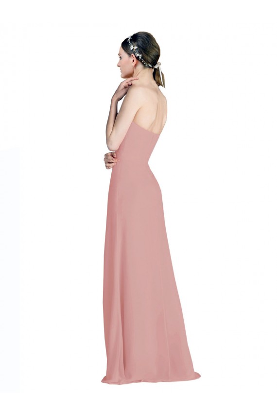 Magasins de Rose poussiéreux Trapèze Mousseline Longue Robes demoiselle d'honneur