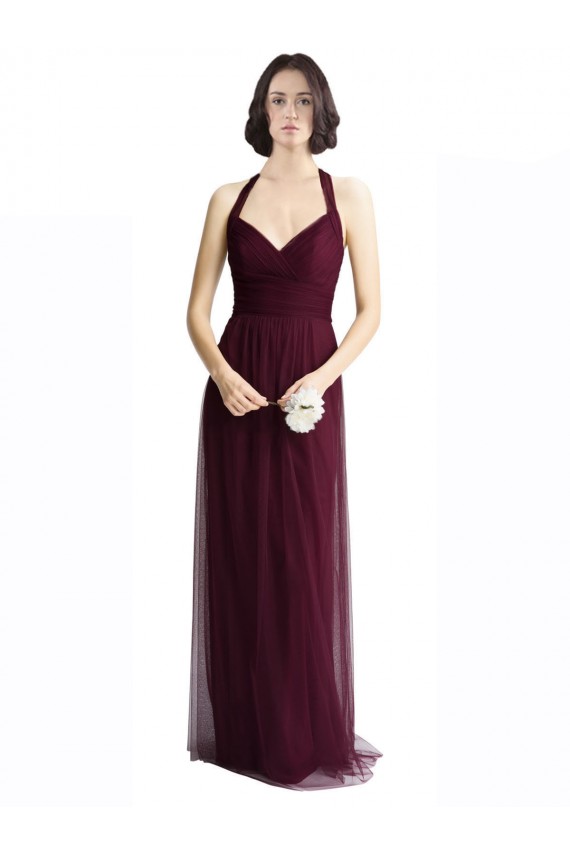 Magasins de Rouge 74 Trapèze Licou Col V Tulle Longue Robes demoiselle d'honneur