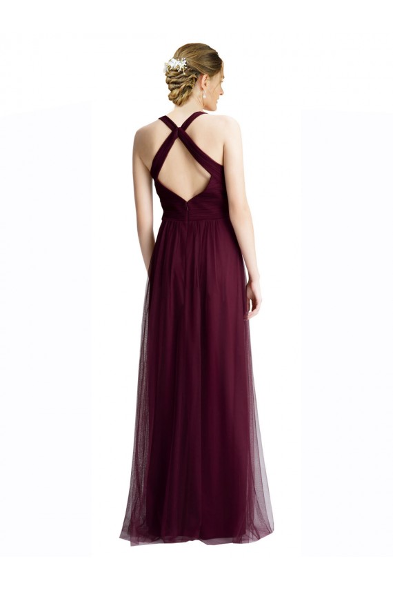 Magasins de Rouge 74 Trapèze Licou Col V Tulle Longue Robes demoiselle d'honneur