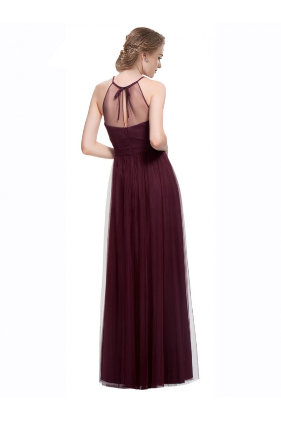 Magasins de Rouge 74 Trapèze Licou Illusion Tulle Longue Robes demoiselle d'honneur