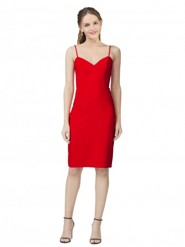 Magasins de Rouge Fourreau Crêpe Stretch Courte Robes demoiselle d'honneur / Robes de soirée / Robes de cocktail