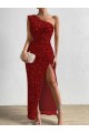 Magasins de Rouge Fourreau Paillettes Velours Longue Robes de bal